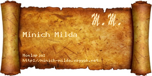 Minich Milda névjegykártya